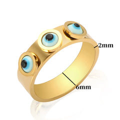 Trendy Lucky Blue Eyes Ring Gold Color Rings Stainless Steel Ring Fashion Jewelry Gift - Guangzhou Mingshixuan Jewellery CO.,Ltd