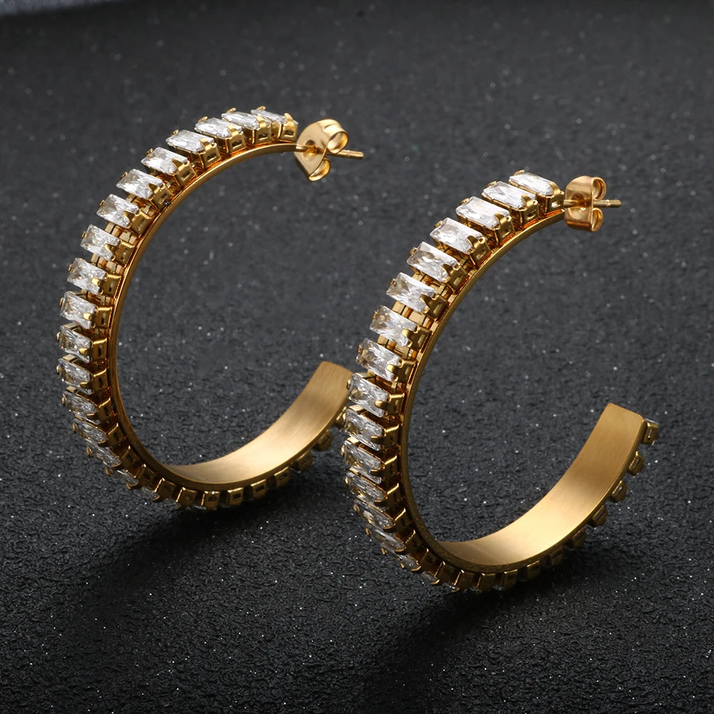 Hoop Earrings Fashion Party Jewelry Temperament Unusual Earrings Stainless Steel - Guangzhou Mingshixuan Jewellery CO.,Ltd