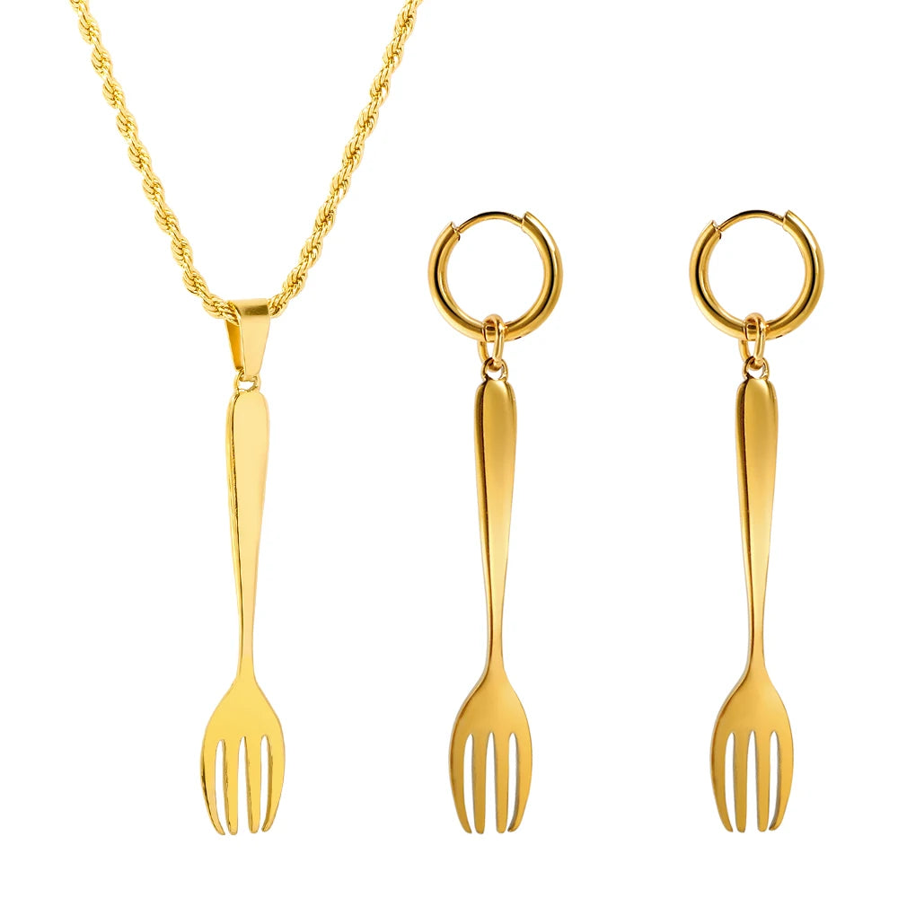 Dining Fork Pendant Necklace Earring Set - Guangzhou Mingshixuan Jewellery CO.,Ltd