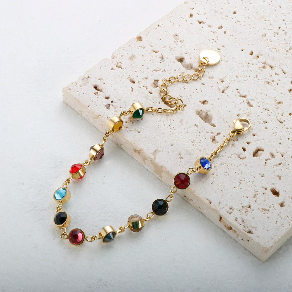 Colorful Crystal Double Sided Bejeweled Bracelet 12 Birthstones - Guangzhou Mingshixuan Jewellery CO.,Ltd