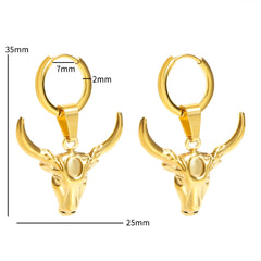 Gothic Hip Hop Gold Color Bullhead Pendant Necklace Earring - Guangzhou Mingshixuan Jewellery CO.,Ltd