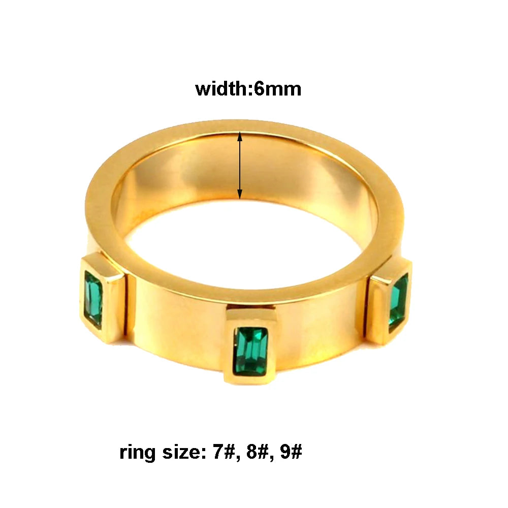 Luxury Square Green Cubic Zirconia Jewelry Set Crystal Cuff Bangle CZ Ring Necklace Jewelry - Guangzhou Mingshixuan Jewellery CO.,Ltd