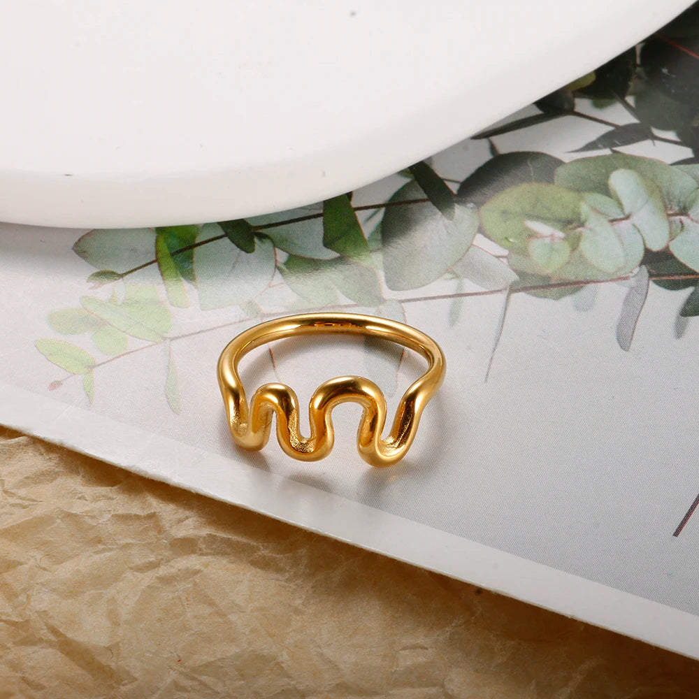 Curved Line Finger Ring Charm Jewelry - Guangzhou Mingshixuan Jewellery CO.,Ltd