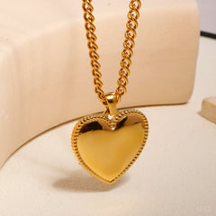 Romance Heart Pendant Necklace Women Jewelry Stainless Steel 18K Gold Plated Necklace