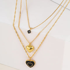 Black Heart Multilayer Necklace for Women Girls Fashion Gold Color Clavicle Necklace New Style Choker Trendy Jewelry Gifts