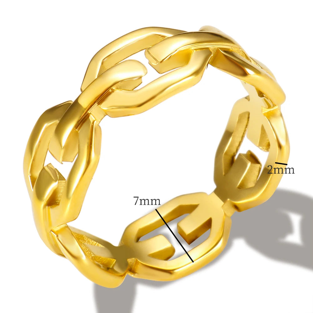 Coarse Chain Link Hollow Ring Texture Accessories Exquisite Jewelry - Guangzhou Mingshixuan Jewellery CO.,Ltd