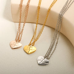 Couple Necklaces Jewelry Ur My Lover BFF Letter Necklace Stainless Steel 2-in-1 Heart Set Chain Choker Collares - Guangzhou Mingshixuan Jewellery CO.,Ltd