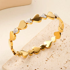 Heart Bracelet Luxury Zircon Inlaid Love 18 k Gold Plated Bracelet Jewelry