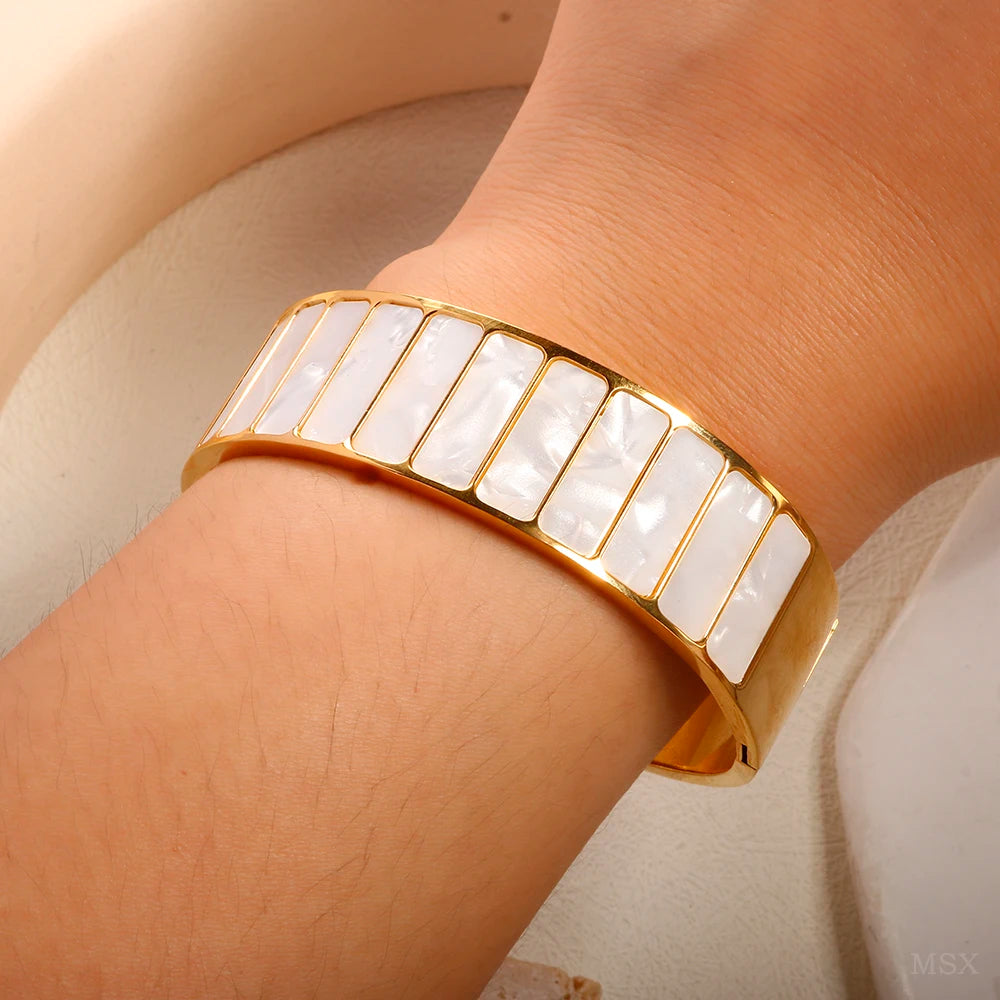 Natural Square Shell Bracelet Wide Bracelet Women Jewelry Party Gifts - Guangzhou Mingshixuan Jewellery CO.,Ltd