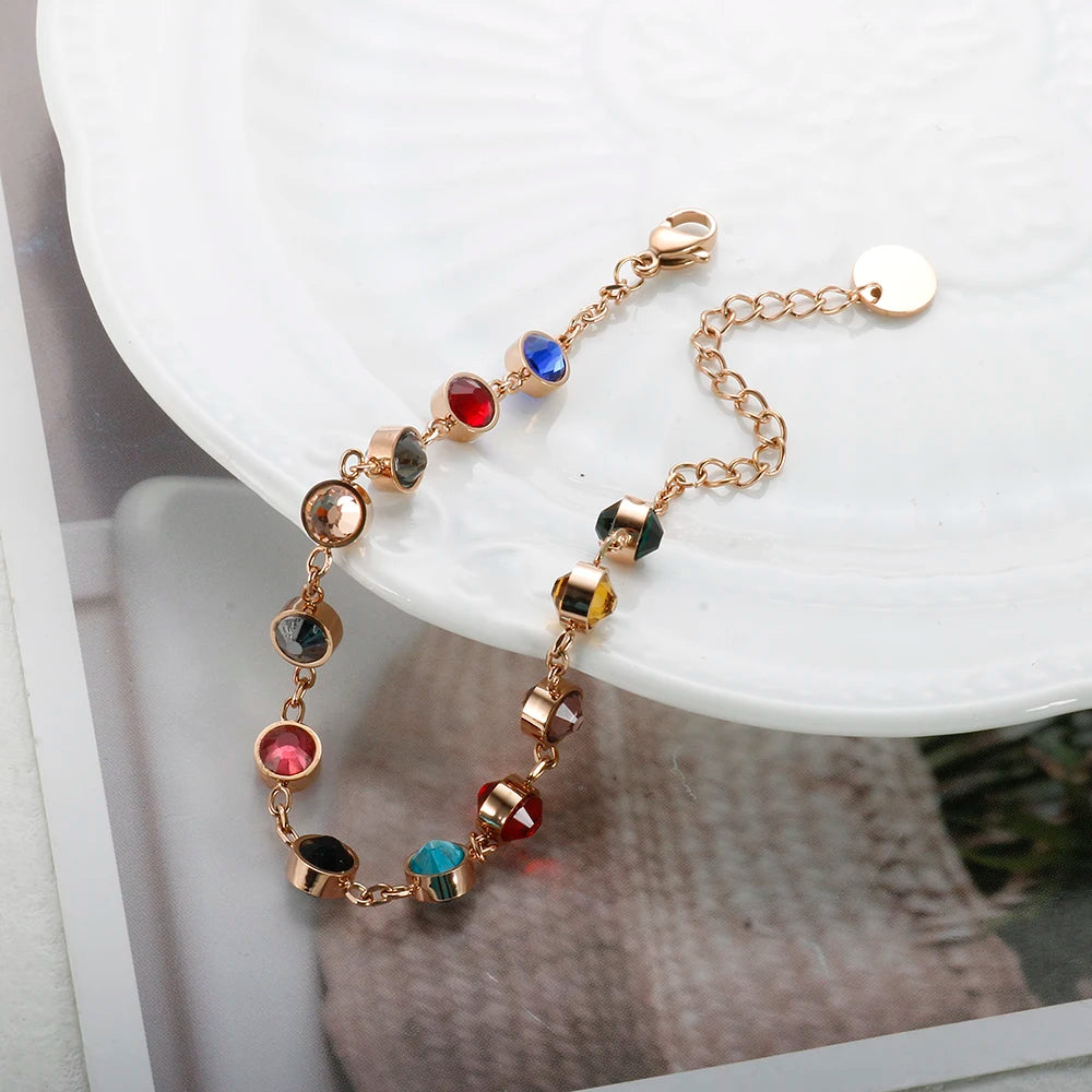 Colorful Crystal Double Sided Bejeweled Bracelet 12 Birthstones - Guangzhou Mingshixuan Jewellery CO.,Ltd