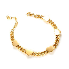 Heart Chain Bracelet for Women Stainless Steel Golden Waterproof Bracelets