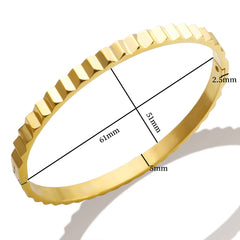 Punk Gold Silver Color Bangle Stainless Steel Metal Bracelet Sawtooth Simple Jewelry