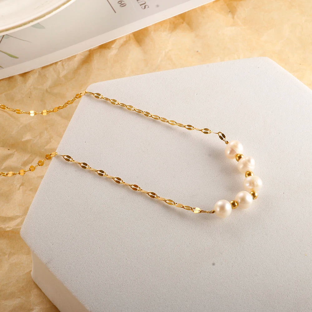 Natural Freshwater Pearl Pendant Women's Neck Chain Necklace