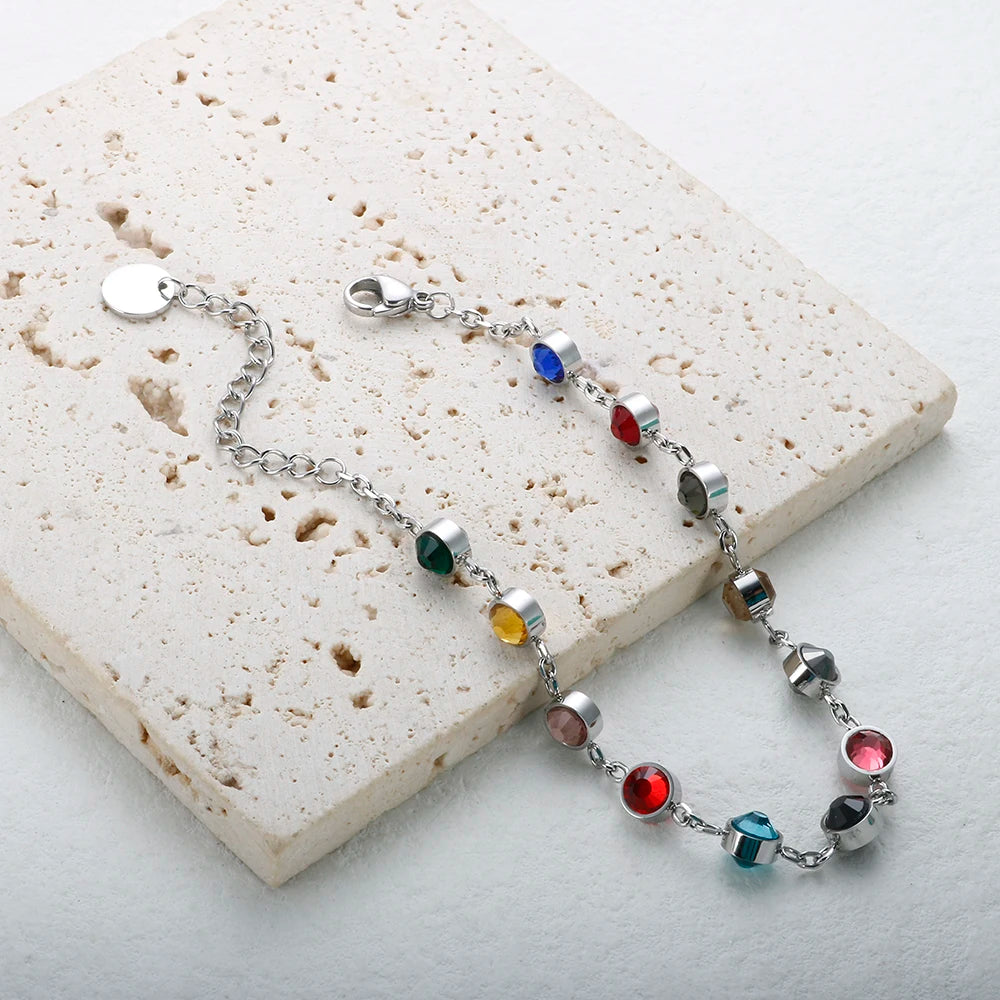 Colorful Crystal Double Sided Bejeweled Bracelet 12 Birthstones - Guangzhou Mingshixuan Jewellery CO.,Ltd