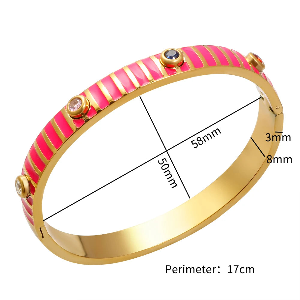 Popular Bohemian Bracelet Colorful Drop Glue Zirconia Inlaid Bangle