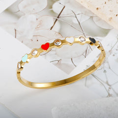 4mm Colorful Heart Enamel Exquisite Bangles Shiny Crystal Bracelet