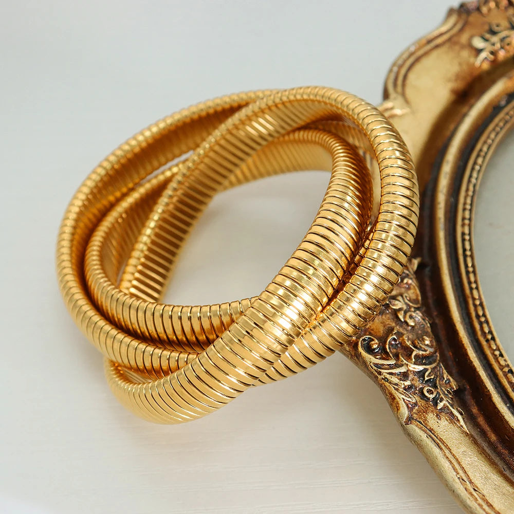 Three Layered Spring Bangles Punk Cuff Bracelet - Guangzhou Mingshixuan Jewellery CO.,Ltd