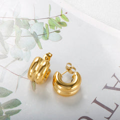 Double Dome Hoop Earrings Chunky Texture Earrings - Guangzhou Mingshixuan Jewellery CO.,Ltd