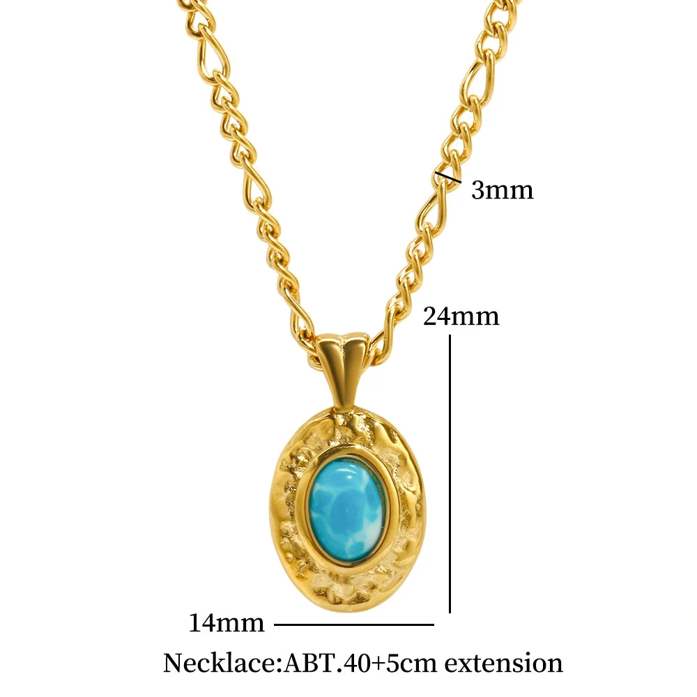 Vintage Inlaid Sapphire Turquoise Pendant Necklace Earring Ring - Guangzhou Mingshixuan Jewellery CO.,Ltd