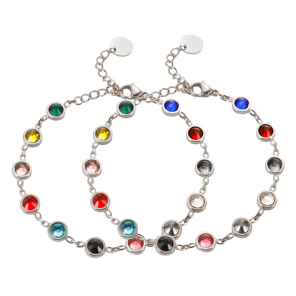 Colorful Crystal Double Sided Bejeweled Bracelet 12 Birthstones - Guangzhou Mingshixuan Jewellery CO.,Ltd