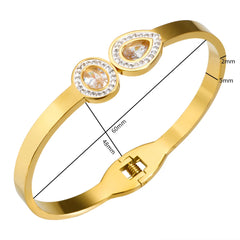 Trendy Luxury Jewelry Bangle for Women Gift Droplet Shaped Crystal Inlaid Bracelet