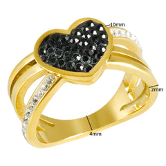 Black Peach Heart Ring Cross Full Stone Crystal Inlay - Guangzhou Mingshixuan Jewellery CO.,Ltd