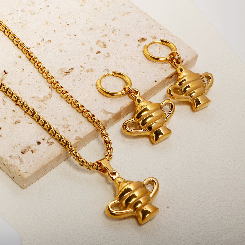 Fashion Water Bottle Pendant Earrings Necklace Set Jewelry - Guangzhou Mingshixuan Jewellery CO.,Ltd