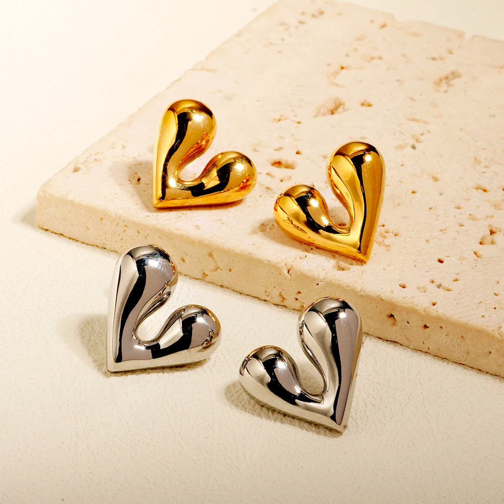 Personalized Liquid Heart Earrings Simple Charm Jewelry - Guangzhou Mingshixuan Jewellery CO.,Ltd