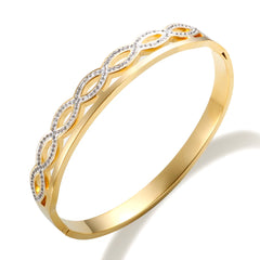 Zircon Infinity Bangle Gold Plated Hollow Cross Luxury Crystals Bracelets Fine Jewelry