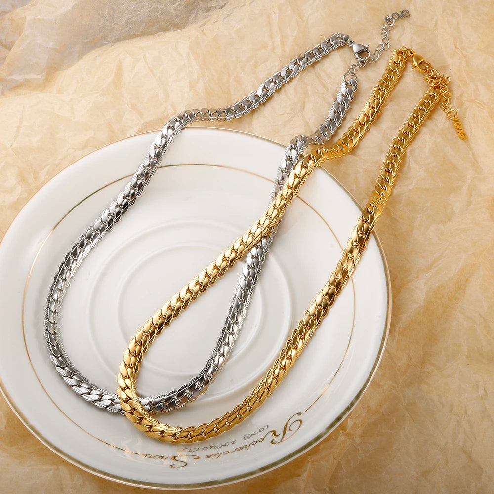 Pattern Wheat Fine Jewelry Set Overlapping Braided Snake Bone Chain - Guangzhou Mingshixuan Jewellery CO.,Ltd