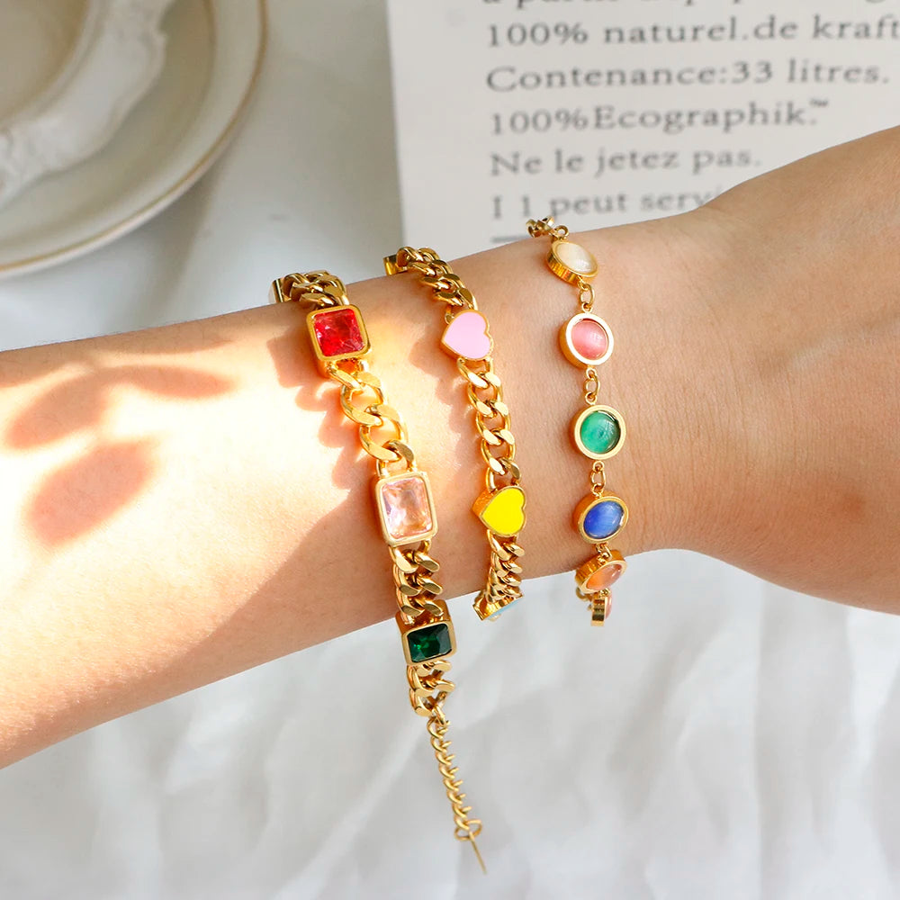 Love Grinding Chain Bracelet Colorful Thick Classic Jewelry