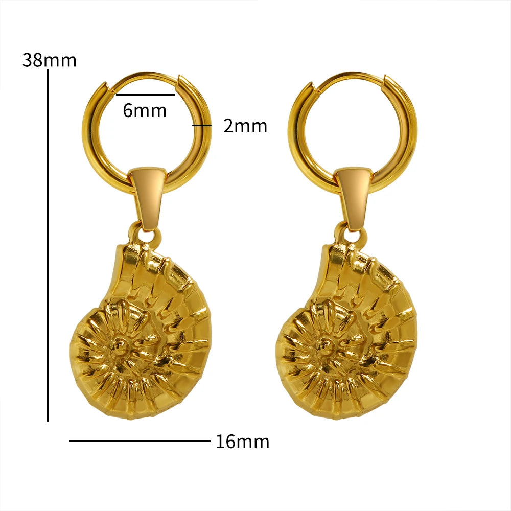 Gold Color Conch Pendant Earrings Necklace Set Shell Jewelry - Guangzhou Mingshixuan Jewellery CO.,Ltd