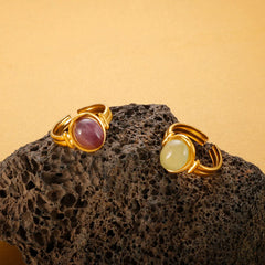 C-shaped Open Ring Natural Tiger Eye Stone Ring - Guangzhou Mingshixuan Jewellery CO.,Ltd