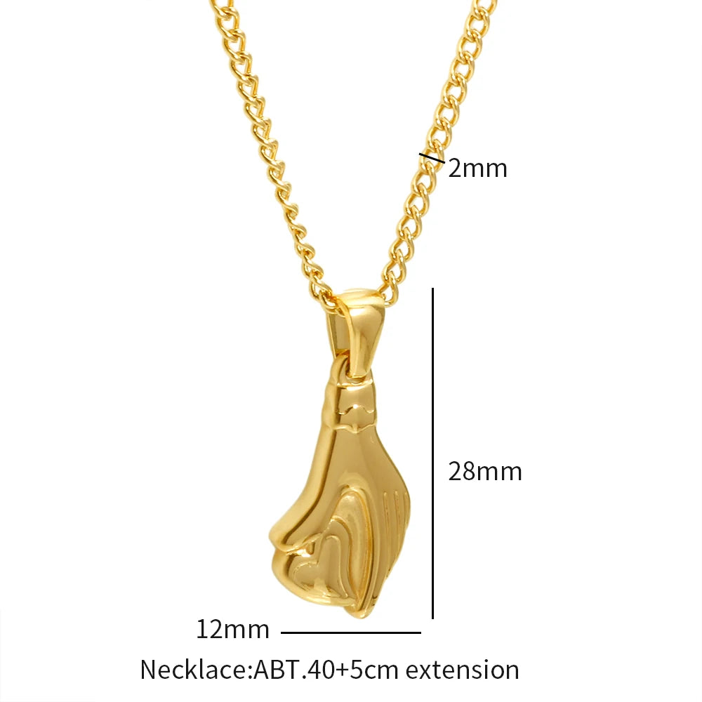 Elegant Stainless Steel Chokers Neckalce for Women Cute Love Heart Palm Pendant Necklace Metal Texture Jewelry - Guangzhou Mingshixuan Jewellery CO.,Ltd