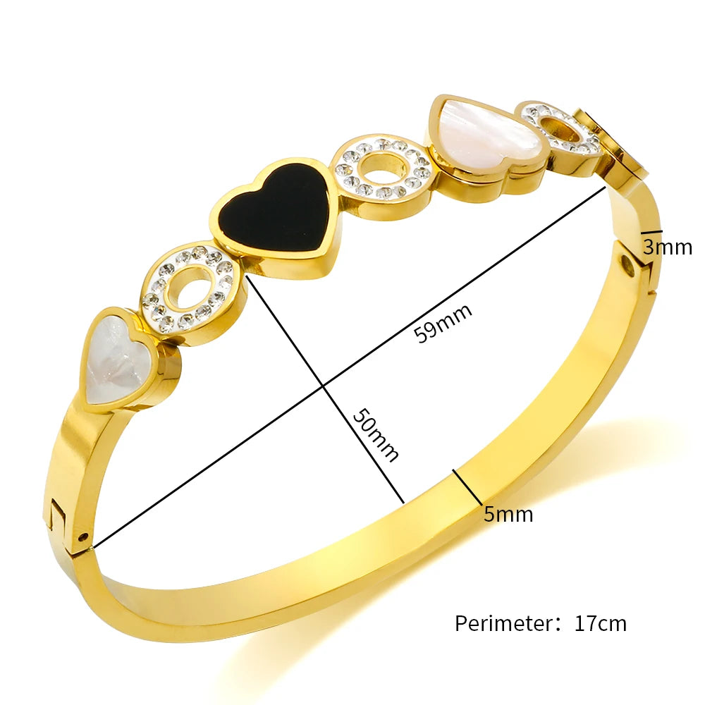 Shell Heart Shaped Zircon Inlaid Luxury Bangle Jewelry - Guangzhou Mingshixuan Jewellery CO.,Ltd