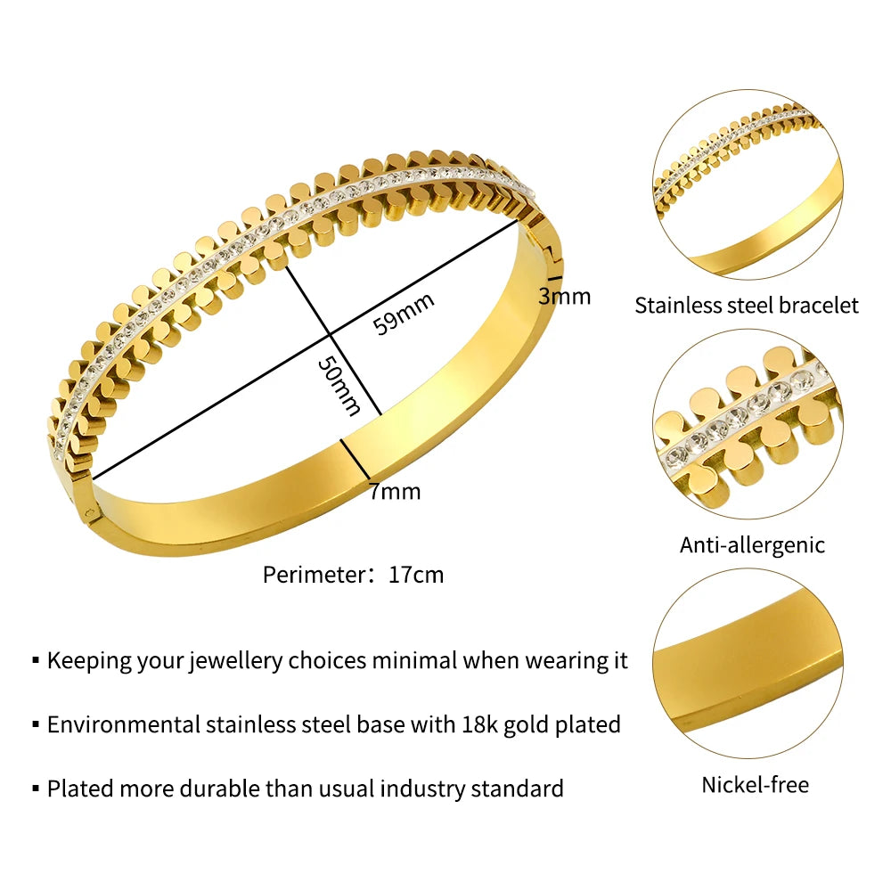 Stereoscopic Zircon Inlaid Bracelet Luxury Double Row Round Nail Design Bracelet