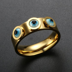 Trendy Lucky Blue Eyes Ring Gold Color Rings Stainless Steel Ring Fashion Jewelry Gift - Guangzhou Mingshixuan Jewellery CO.,Ltd