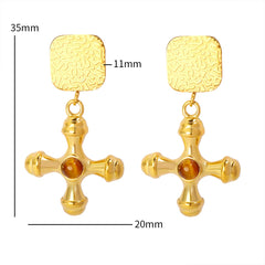 Tiger Eye Stone Cross Pendant Earrings Necklace Set - Guangzhou Mingshixuan Jewellery CO.,Ltd