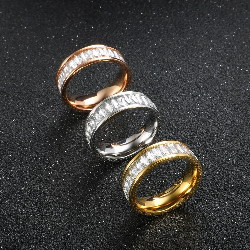 Square Rhinestone Rings CNC Elegant Finger Jewelry - Guangzhou Mingshixuan Jewellery CO.,Ltd