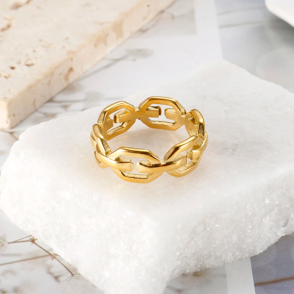 Coarse Chain Link Hollow Ring Texture Accessories Exquisite Jewelry - Guangzhou Mingshixuan Jewellery CO.,Ltd