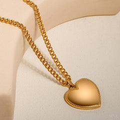 Romance Heart Pendant Necklace Women Jewelry Stainless Steel 18K Gold Plated Necklace