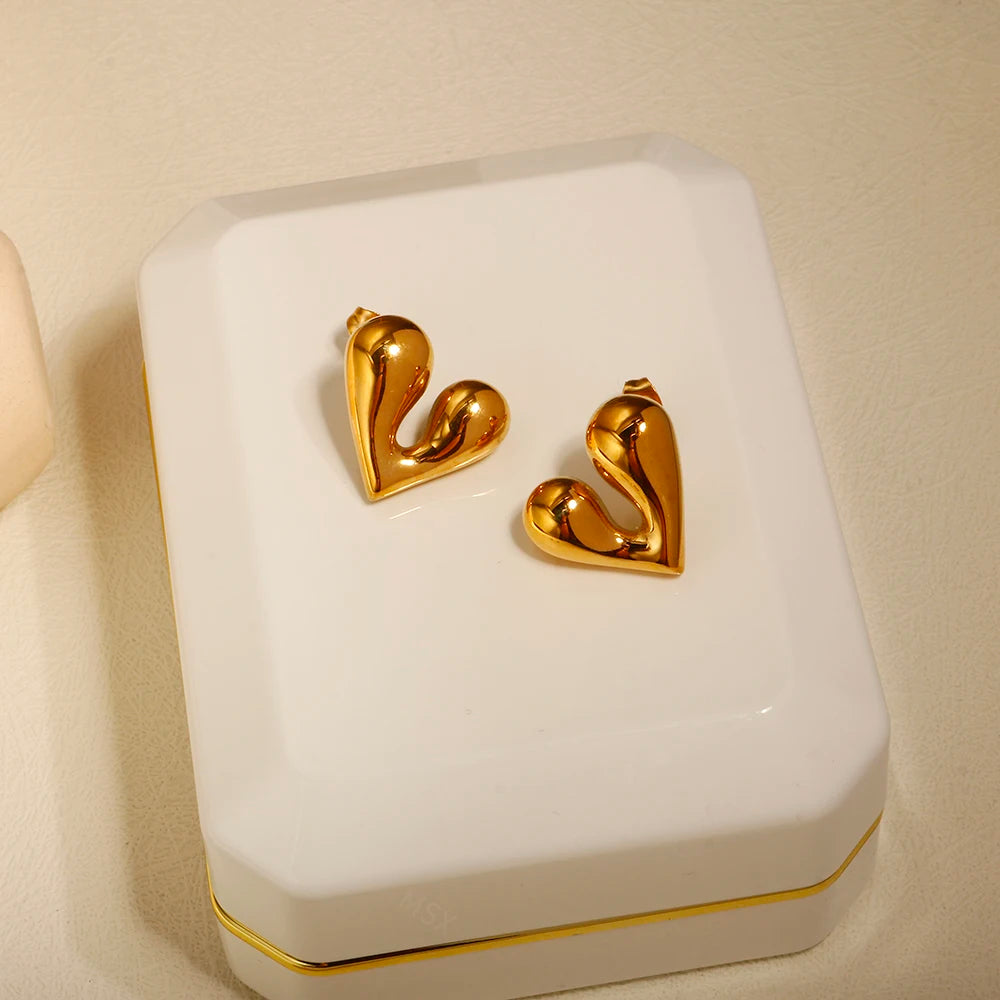 Personalized Liquid Heart Earrings Simple Charm Jewelry - Guangzhou Mingshixuan Jewellery CO.,Ltd