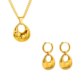 Smooth Droplet Hollow Pendant Necklace Earring Set - Guangzhou Mingshixuan Jewellery CO.,Ltd