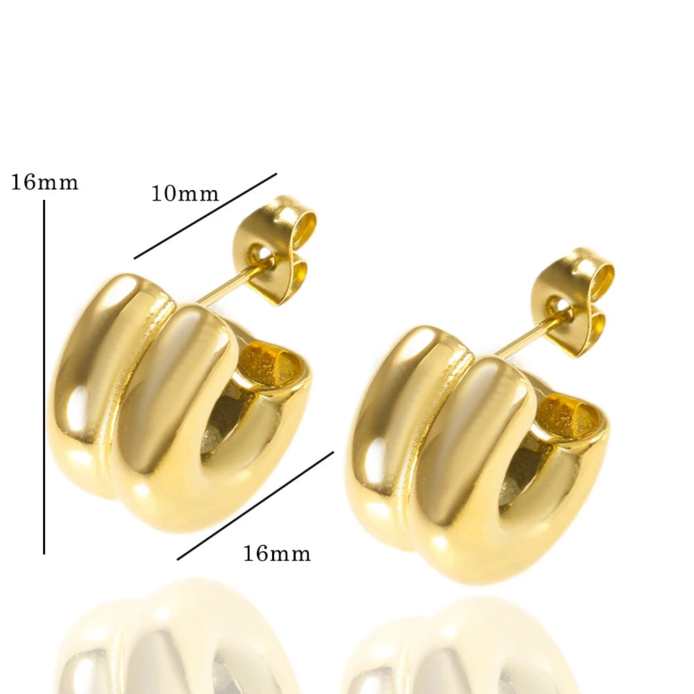 Double Dome Hoop Earrings Chunky Texture Earrings - Guangzhou Mingshixuan Jewellery CO.,Ltd