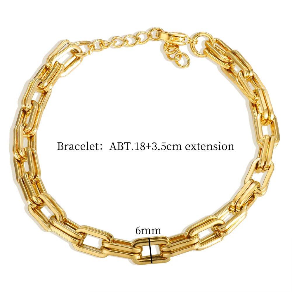 Square Double Layer Stitching Necklace Bracelet Set 18 K Gold Plated Texture Jewelry - Guangzhou Mingshixuan Jewellery CO.,Ltd