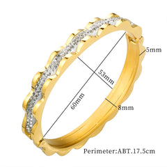 Crystal Inlaid Cuff Bracelet Charm Wave Design Flower Shaped Bangle - Guangzhou Mingshixuan Jewellery CO.,Ltd