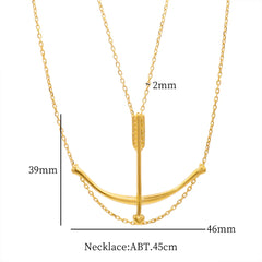 Double Chain Jewelry Archer Necklace 18K Gold Plating Bow and Arrow Pendant Necklace - Guangzhou Mingshixuan Jewellery CO.,Ltd