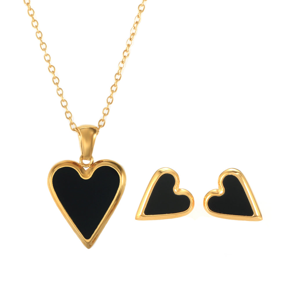 Heart Shape Pendant Necklace Tiny Love Shell Stud Earrings - Guangzhou Mingshixuan Jewellery CO.,Ltd