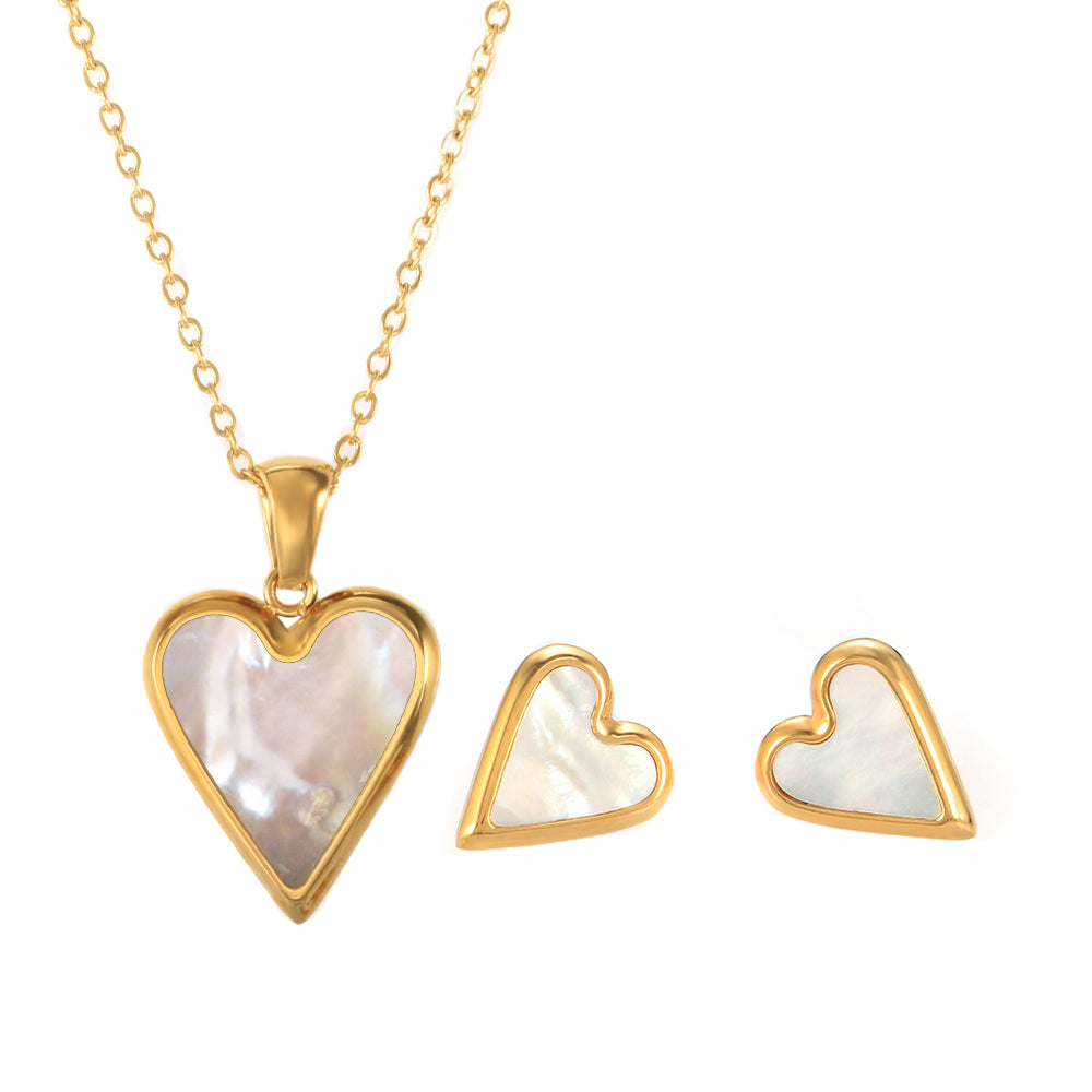 Heart Shape Pendant Necklace Tiny Love Shell Stud Earrings - Guangzhou Mingshixuan Jewellery CO.,Ltd