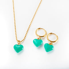 Candy Color Drip Glaze Enamel Resin Love Heart Pendant Necklace - Guangzhou Mingshixuan Jewellery CO.,Ltd